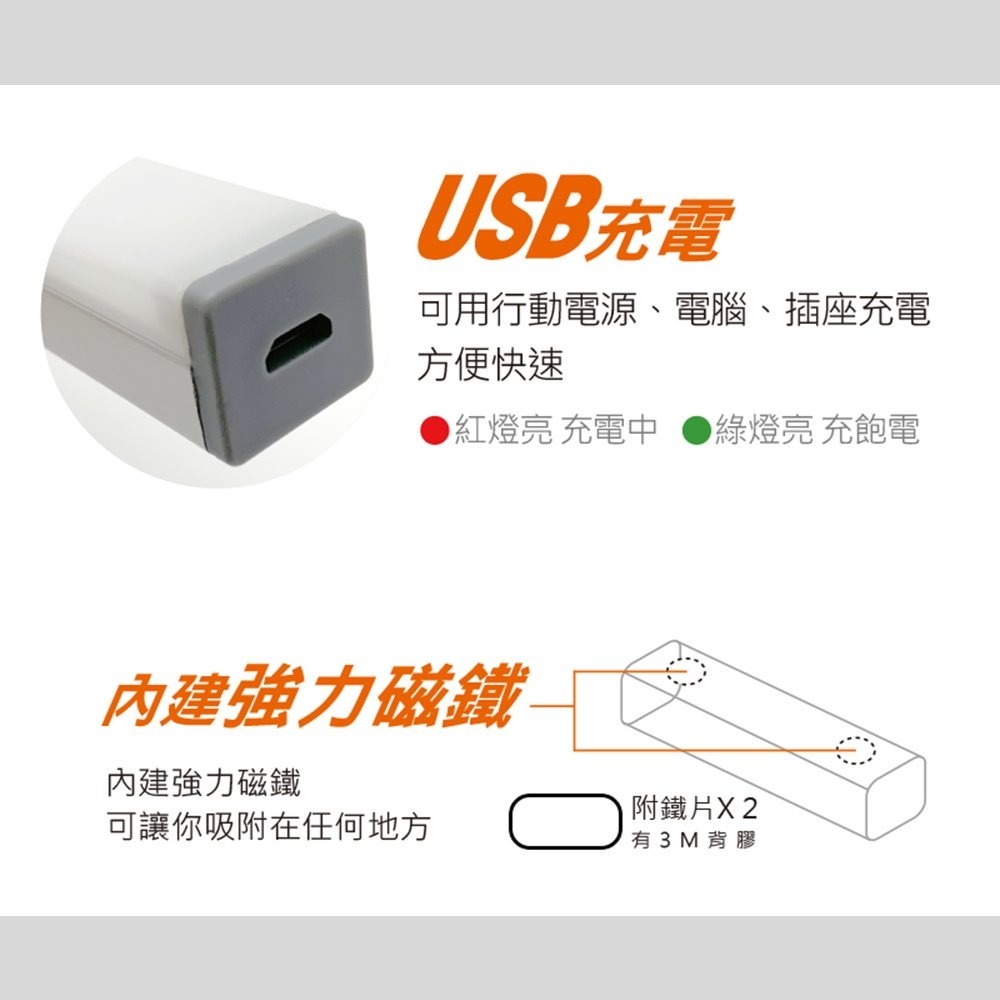 【JP嚴選-捷仕特】雙色LED磁吸感應燈條-30cm-細節圖3