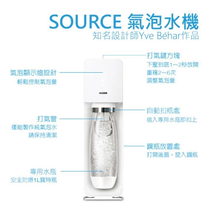 【Sodastream】自動扣瓶氣泡水機 Sodastream SOURCE 氣泡水機-細節圖6