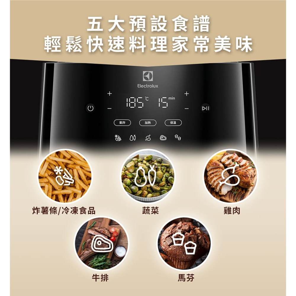 Electrolux 伊萊克斯 極致美味500 5公升全觸控健康氣炸鍋 E5AF1-610W-細節圖4