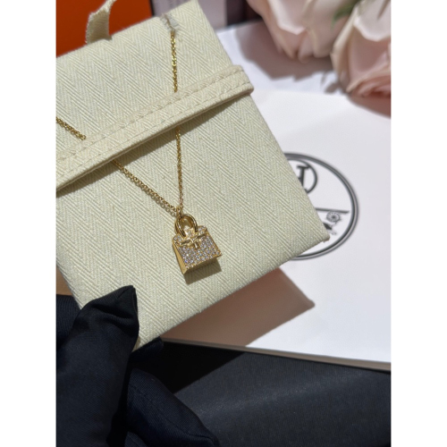 愛馬仕 Hermes Birkin手提包項鍊 經典鉑金包包logo 高級珠寶系列💎 進口鋯石手工鑲嵌