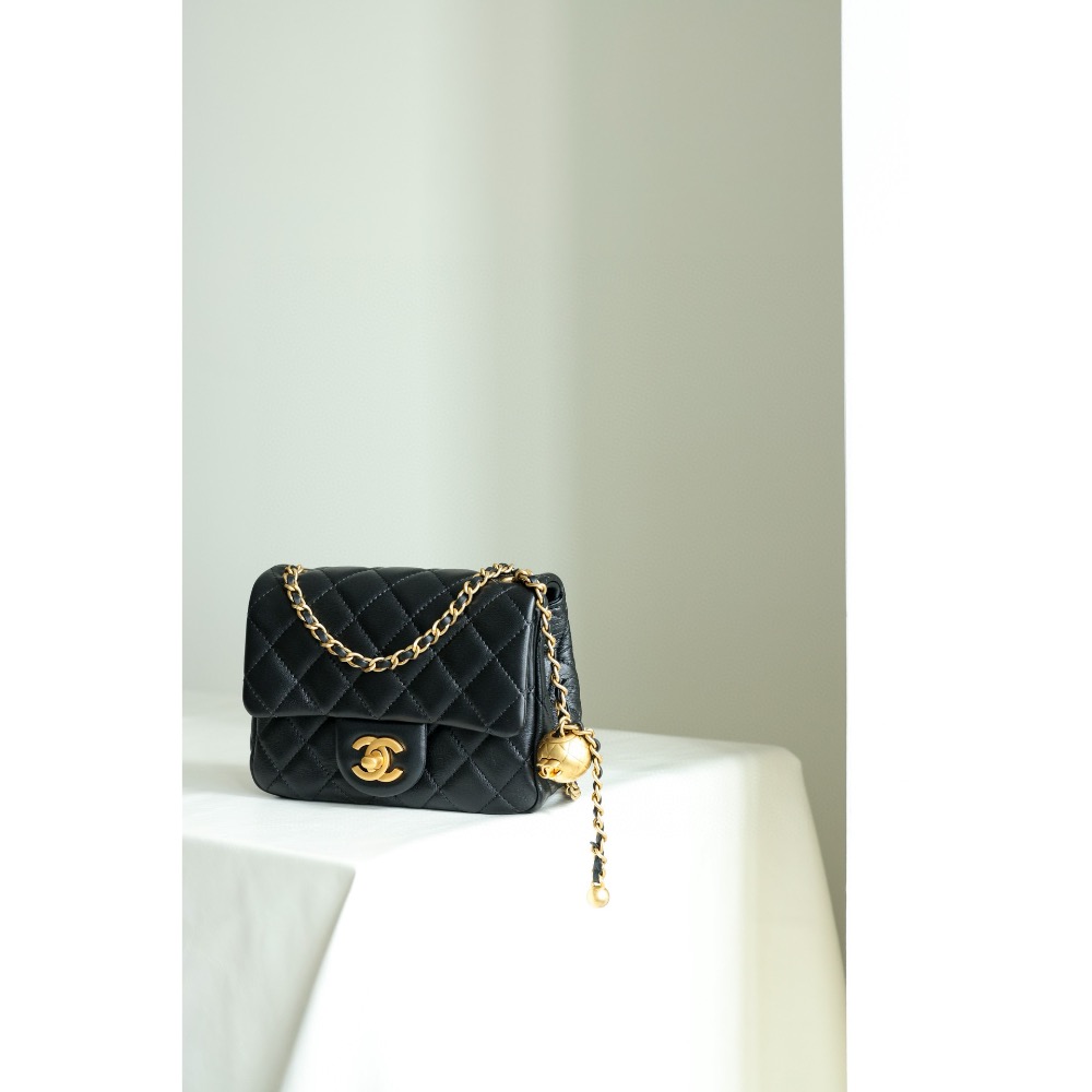 最新版小金球Cf方胖子 全新同步專櫃 現貨🆕原廠ZP皮配最高版全銅定制復古鎏金金屬球 最特別的就是菱格紋的小金球-細節圖2