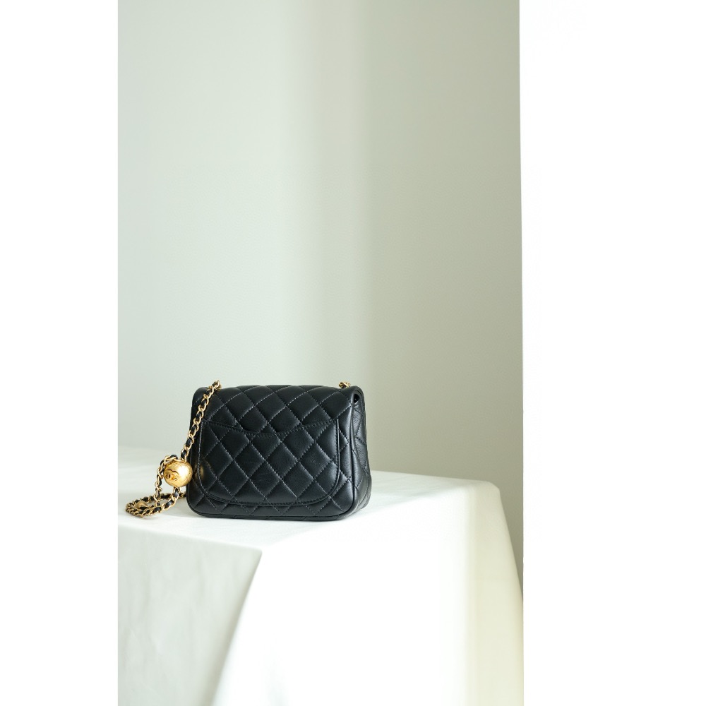 最新版小金球Cf方胖子 全新同步專櫃 現貨🆕原廠ZP皮配最高版全銅定制復古鎏金金屬球 最特別的就是菱格紋的小金球-細節圖3