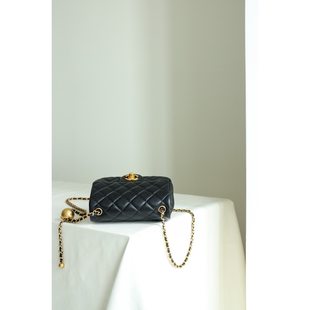 最新版小金球Cf方胖子 全新同步專櫃 現貨🆕原廠ZP皮配最高版全銅定制復古鎏金金屬球 最特別的就是菱格紋的小金球-細節圖4