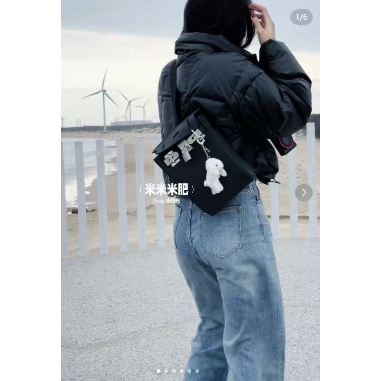 Mini Herbag 20cm 黑色 銀扣 頂級純手縫-細節圖2