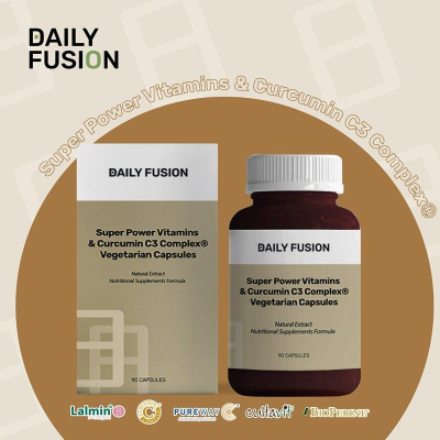 【Daily Fusion】超能綜合維他命 天然酵母B群+天然C+喬麥素食D3+專利95%C3薑黃素植物膠（純素可吃）
