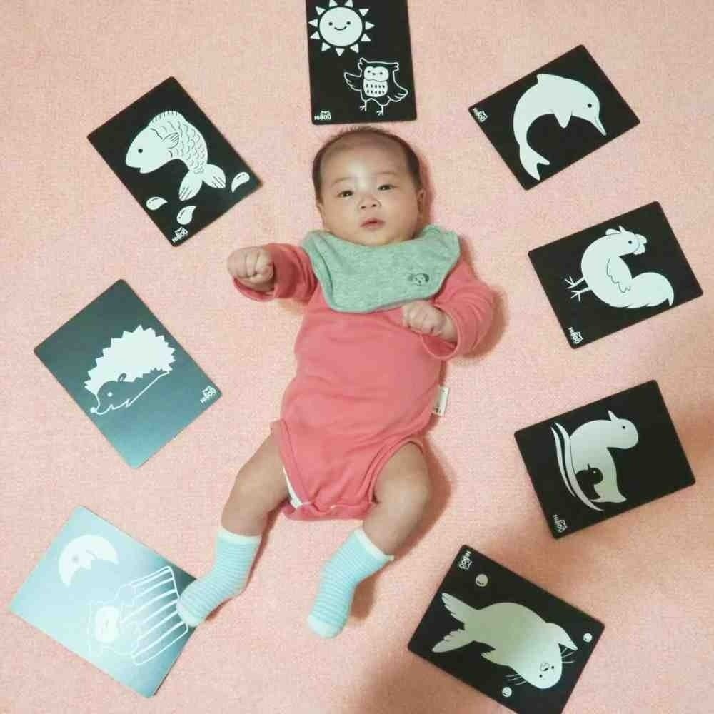 台製【熱銷百件】寶寶視覺黑白雙面圖卡閃卡 坐月子黑白圖卡刺激寶寶視覺神經 0到6個月寶寶適用｜HiBOU喜福安心嬰幼-細節圖4