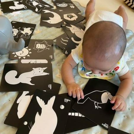台製【熱銷百件】寶寶視覺黑白雙面圖卡閃卡 坐月子黑白圖卡刺激寶寶視覺神經 0到6個月寶寶適用｜HiBOU喜福安心嬰幼-細節圖6