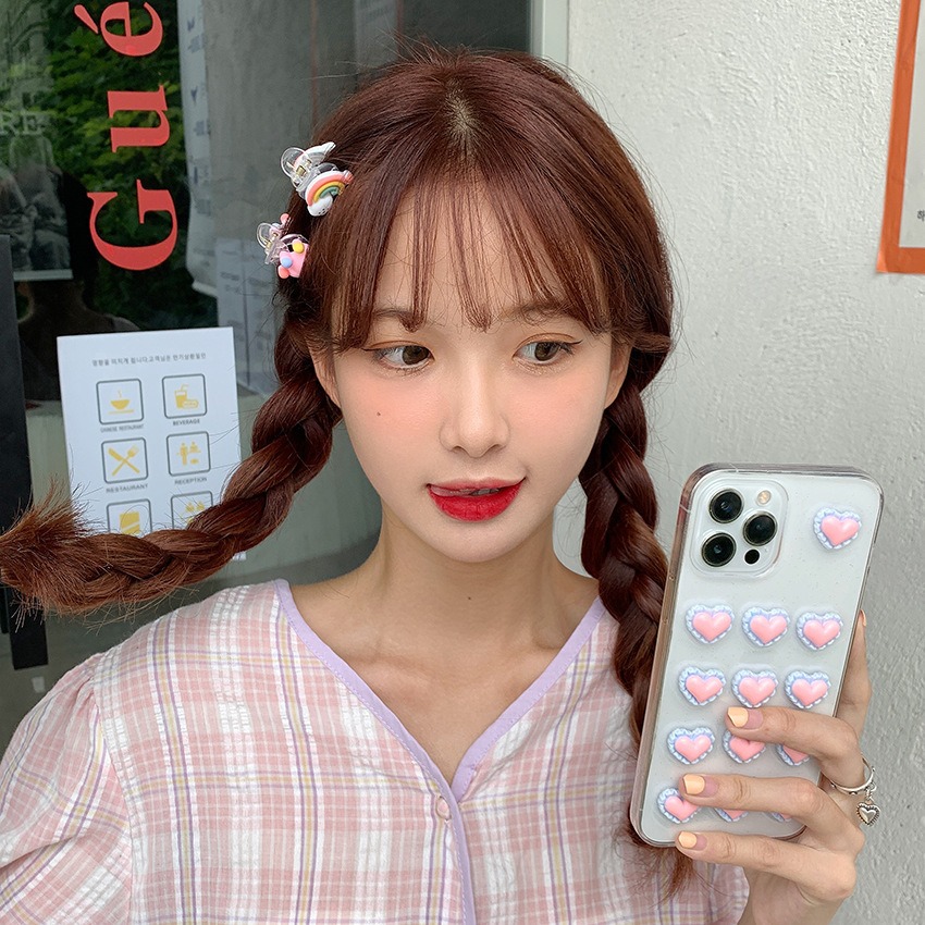 【台灣現貨】韓版糖果色豆豆夾 造型迷你小抓夾 兒童髮飾 泫雅風 編髮 可愛造型 豆豆扣小辮子 嘻哈風 小髮夾髮飾頭飾 女-細節圖11