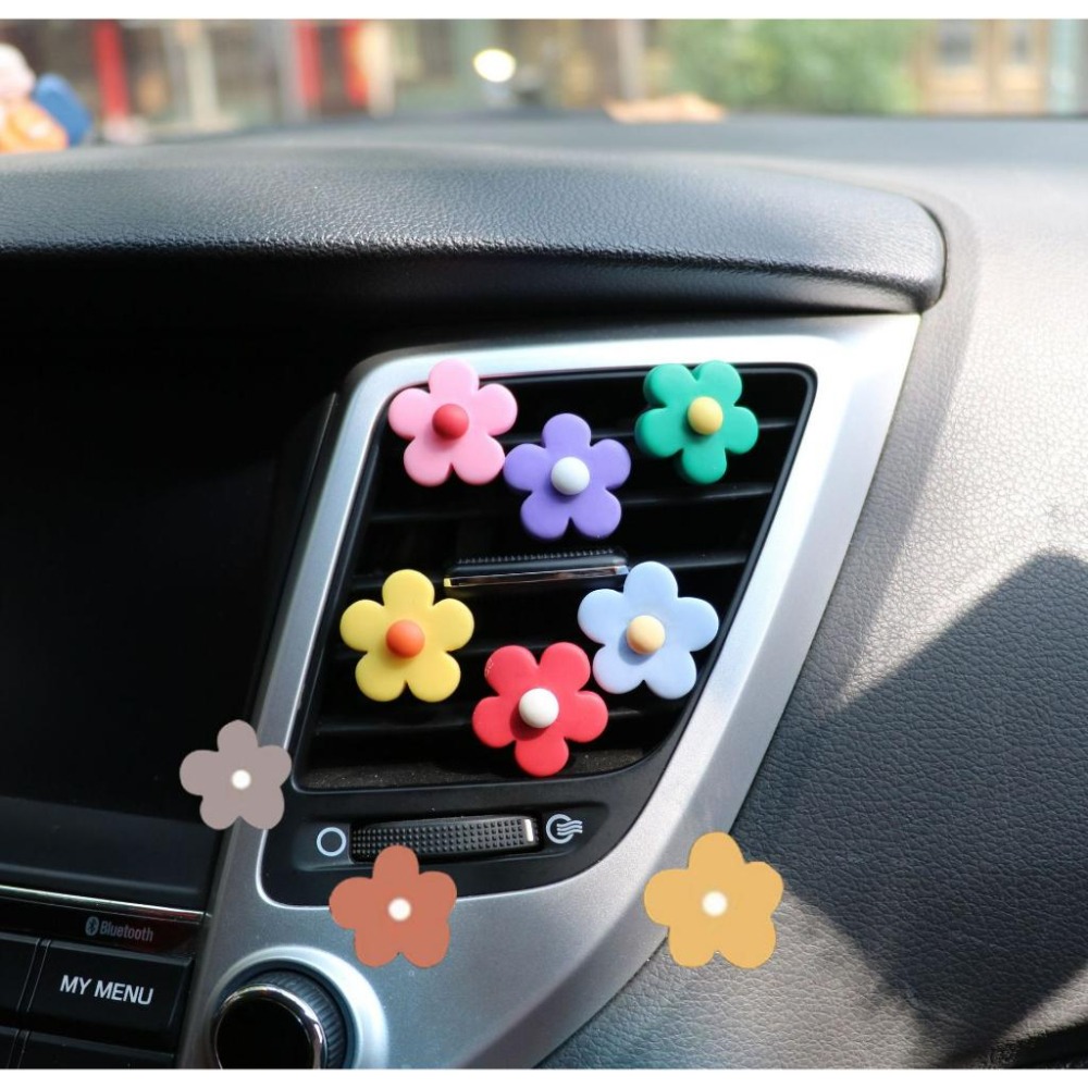 【台灣現貨】可愛小花造型車載香薰擴香石 汽車空調出風口香氛 五瓣花小雛菊花朵精油香薰薰香 車用車上芳香用品 KC507-細節圖3
