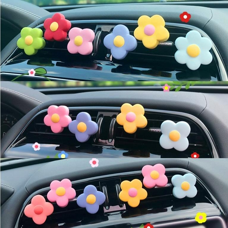【台灣現貨】可愛小花造型車載香薰擴香石 汽車空調出風口香氛 五瓣花小雛菊花朵精油香薰薰香 車用車上芳香用品 KC507-細節圖5