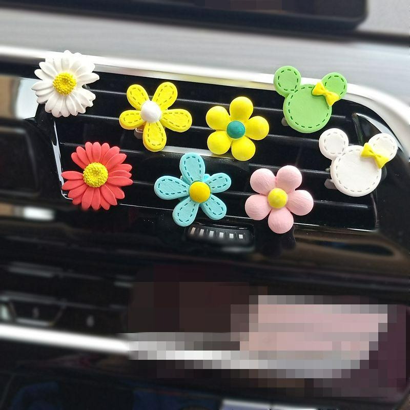 【台灣現貨】可愛小花造型車載香薰擴香石 汽車空調出風口香氛 五瓣花小雛菊花朵精油香薰薰香 車用車上芳香用品 KC507-細節圖6