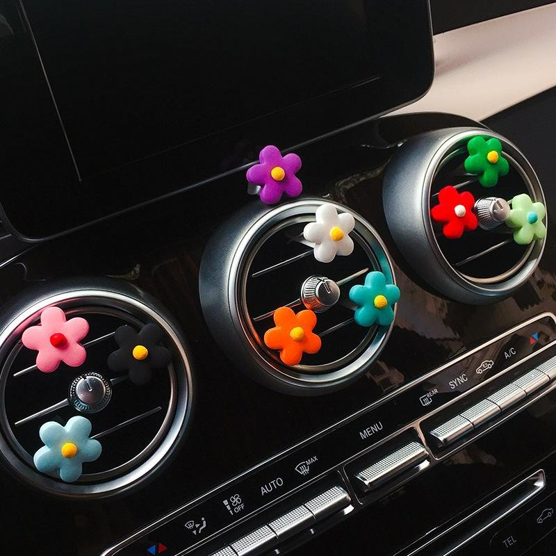 【台灣現貨】可愛小花造型車載香薰擴香石 汽車空調出風口香氛 五瓣花小雛菊花朵精油香薰薰香 車用車上芳香用品 KC507-細節圖8