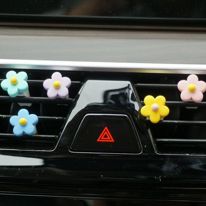 【台灣現貨】可愛小花造型車載香薰擴香石 汽車空調出風口香氛 五瓣花小雛菊花朵精油香薰薰香 車用車上芳香用品 KC507-細節圖9
