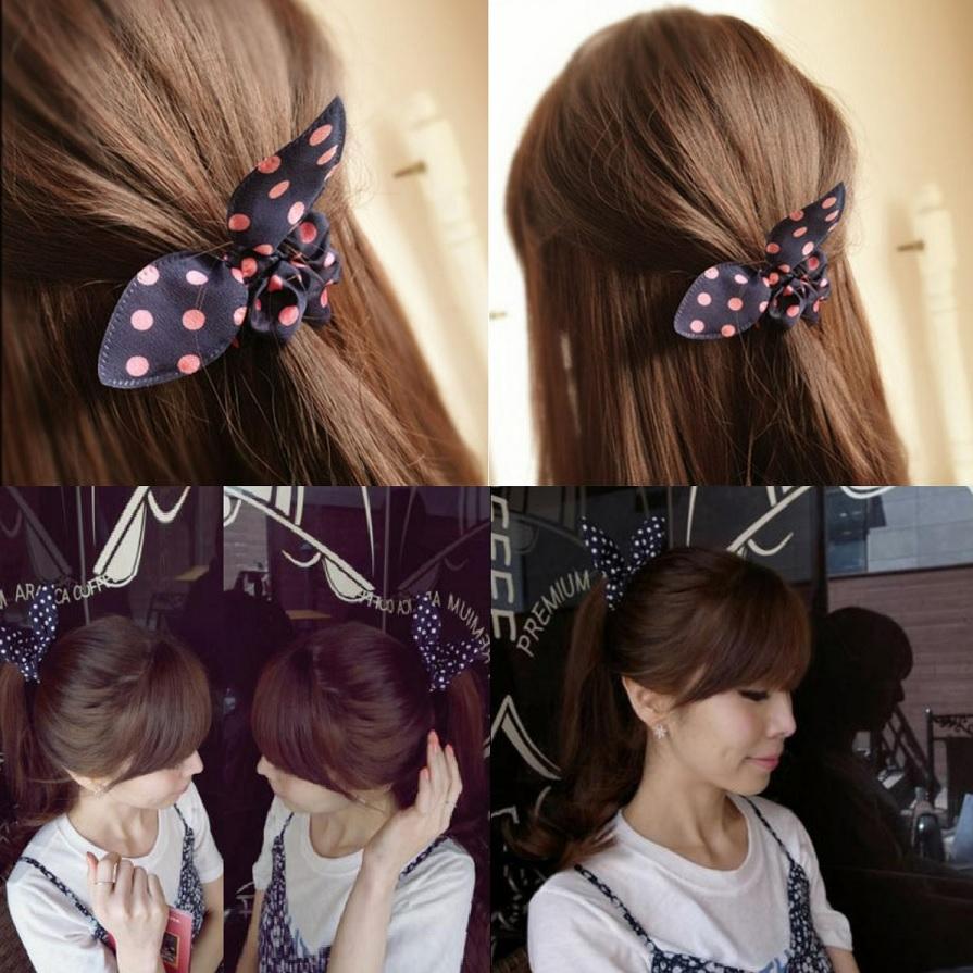 【台灣現貨】韓國蝴蝶結兔耳朵髮圈髮束 髮飾 橡皮筋 大腸圈 小腸圈髮飾 可愛造型 丸子頭 公主頭 包包頭 兔子耳朵髮圈-細節圖5