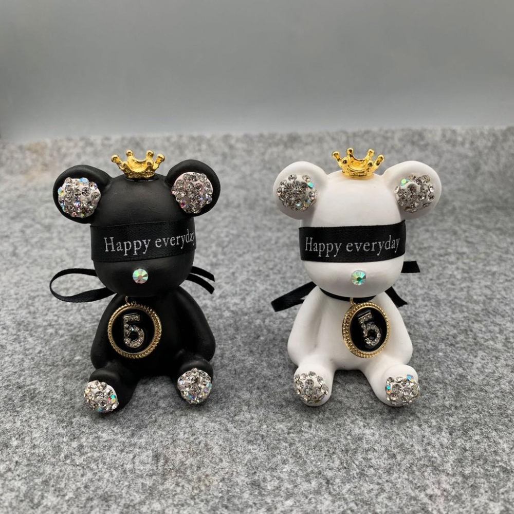 【台灣現貨】鑲鑽小熊車用空調擴香石 車載香薰香水空調出風口 車內飾品擺件 汽車芳香 精油 矇眼熊 鑲鑽-細節圖8