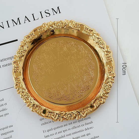 【台灣現貨】香薰蠟燭金屬托盤 小圓盤 刻花雕刻鐵製小托盤 收納盤子 居家裝飾擺件擺飾 燭檯燭臺蠟燭底座底盤 飾品小物收納-規格圖11