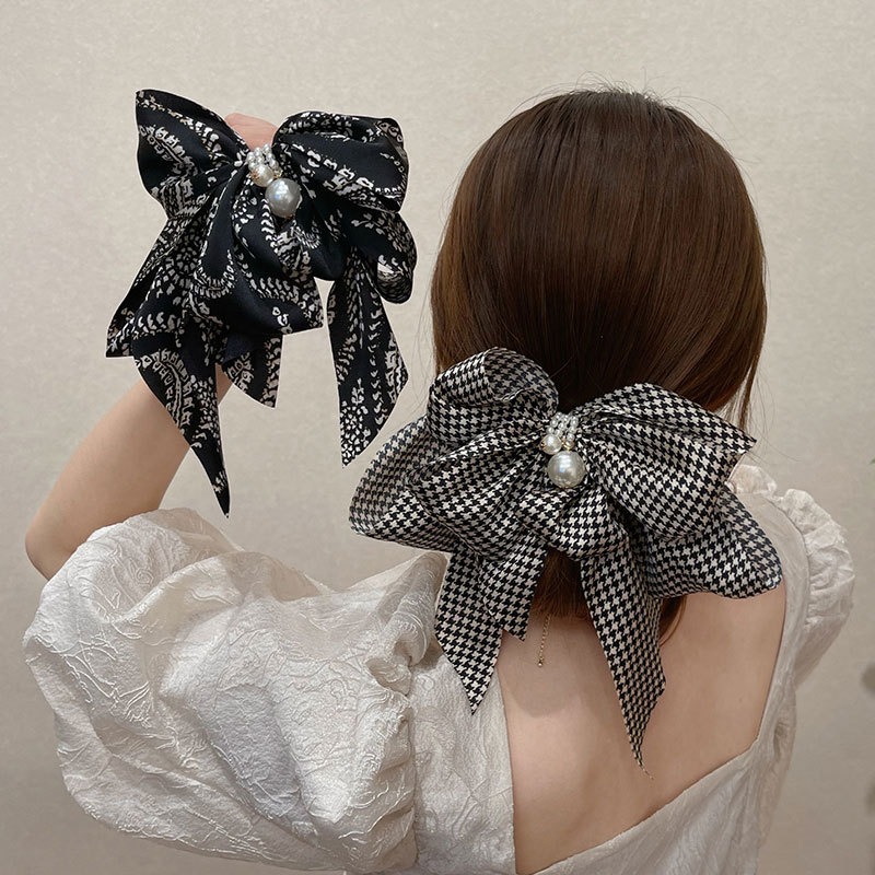 【台灣現貨】日韓高質感造型髮箍髮夾 韓版千鳥格髮帶 彈簧夾 寬髮帶 髮圈 髮飾 女 黑白蕾絲蝴蝶結 碎髮頭箍洗臉頭飾-細節圖4