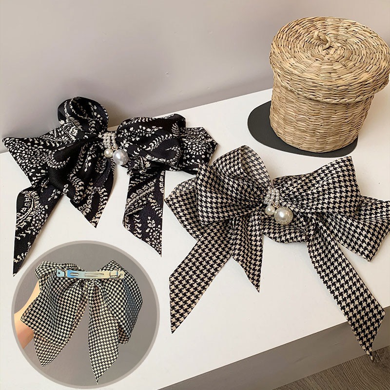 【台灣現貨】日韓高質感造型髮箍髮夾 韓版千鳥格髮帶 彈簧夾 寬髮帶 髮圈 髮飾 女 黑白蕾絲蝴蝶結 碎髮頭箍洗臉頭飾-細節圖11