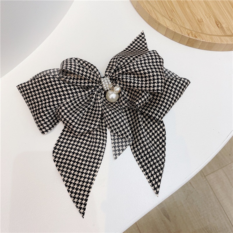 【台灣現貨】日韓高質感造型髮箍髮夾 韓版千鳥格髮帶 彈簧夾 寬髮帶 髮圈 髮飾 女 黑白蕾絲蝴蝶結 碎髮頭箍洗臉頭飾-規格圖11