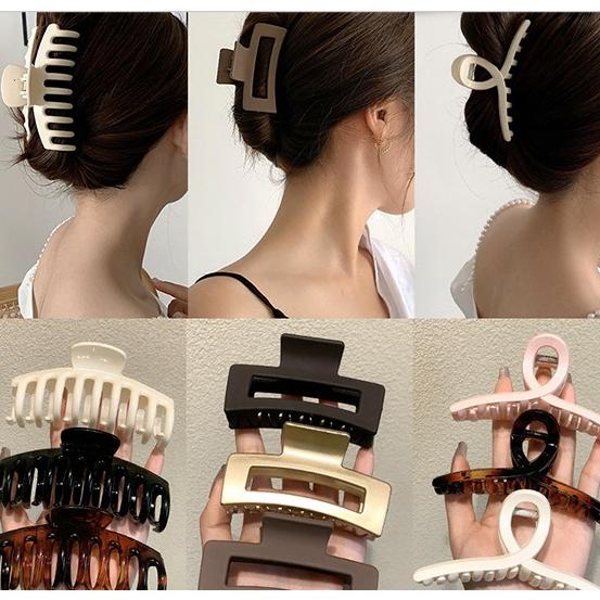 【台灣現貨】(多款) PV鯊魚抓夾 韓國網紅簡約一字抓夾 邊夾髮夾包頭 塑膠壓克力 鯊魚夾抓夾髮飾夾子盤髮抓夾大髮抓-細節圖3