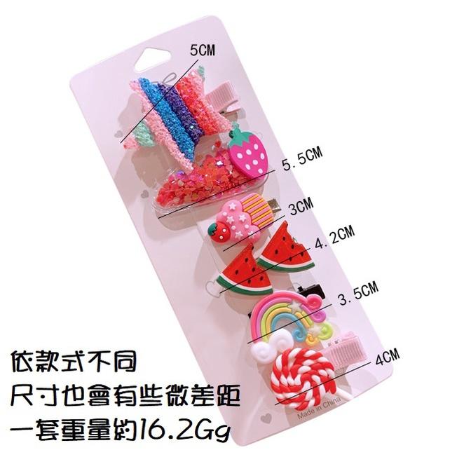 【台灣現貨】6件組亮片流沙兒童安全髮夾 瀏海夾 邊夾 一字夾 鴨嘴夾 尖嘴夾 髮飾 頭飾 髮圈 編髮 水果劉海夾 邊夾-細節圖8