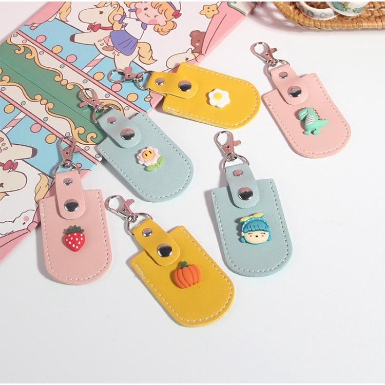 【台灣現貨】立體卡通造型感應扣保護套 鑰匙圈 磁扣套 感應卡套 門禁卡套 掛繩 磁卡保護 長方型 皮革材質-細節圖2