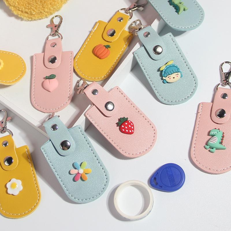 【台灣現貨】立體卡通造型感應扣保護套 鑰匙圈 磁扣套 感應卡套 門禁卡套 掛繩 磁卡保護 長方型 皮革材質-細節圖3
