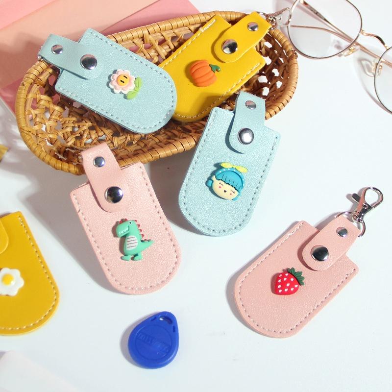 【台灣現貨】立體卡通造型感應扣保護套 鑰匙圈 磁扣套 感應卡套 門禁卡套 掛繩 磁卡保護 長方型 皮革材質-細節圖5