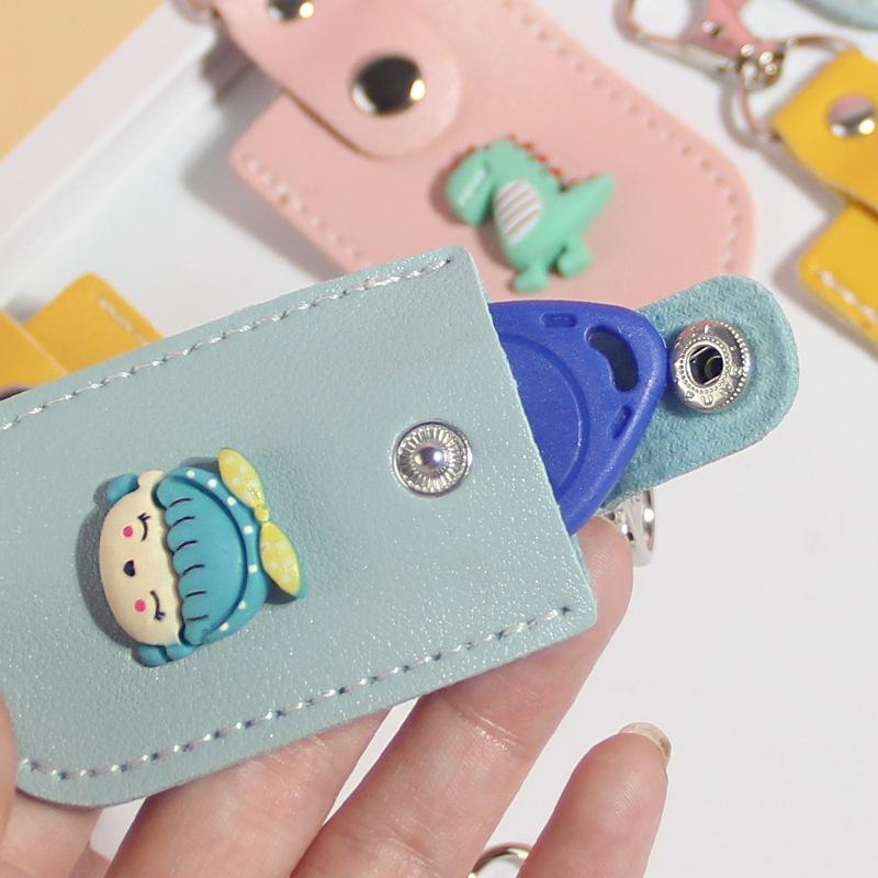 【台灣現貨】立體卡通造型感應扣保護套 鑰匙圈 磁扣套 感應卡套 門禁卡套 掛繩 磁卡保護 長方型 皮革材質-細節圖6