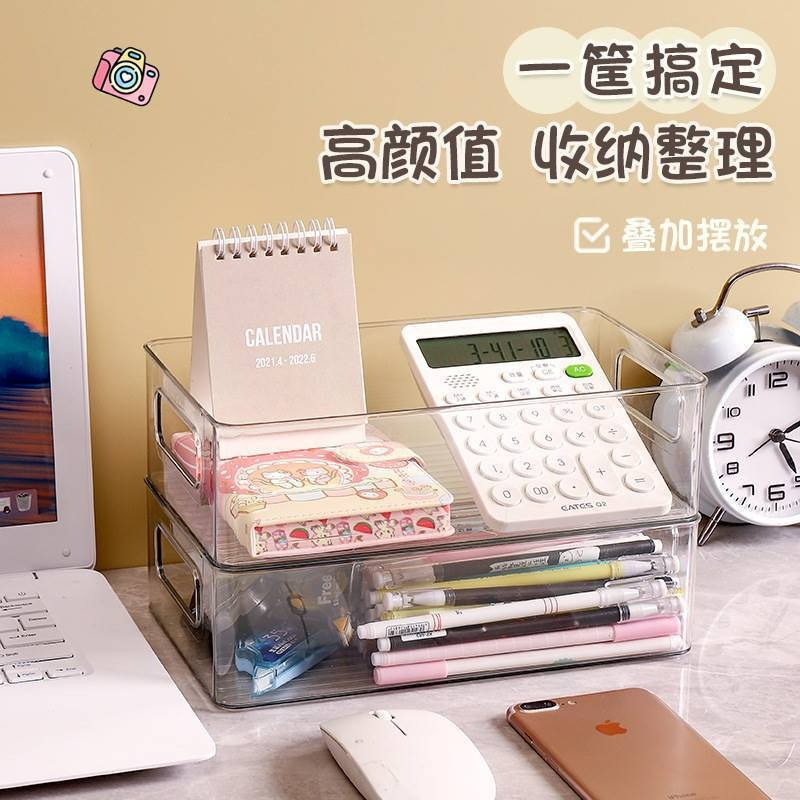 【台灣現貨】可堆疊透明收納盒 超大開口整理盒收納架收納箱 壓克力彩妝整理收納籃 收納筐 浴室桌上收納好物-細節圖10