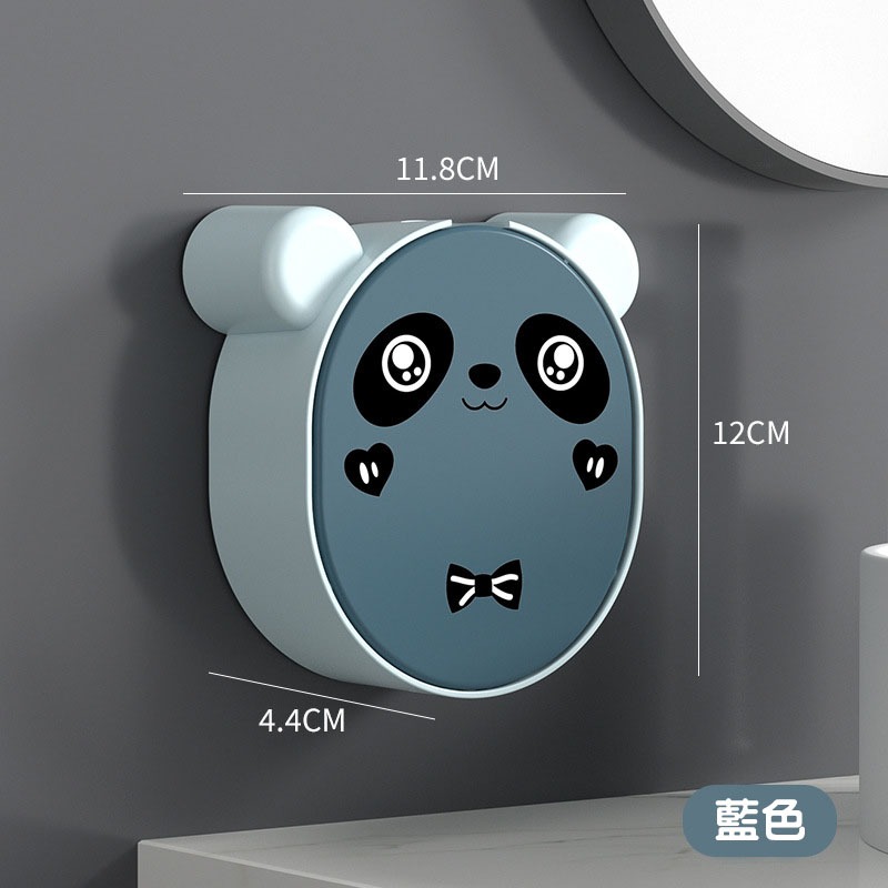 【台灣現貨】可愛卡通造型熊貓肥皂盒 浴室壁掛香皂收納盒收納架 免打孔免丁免釘無痕黏貼上牆瀝水置物架 防潮防水防污-規格圖11