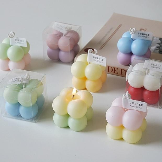 【台灣現貨】馬卡龍色系漸變層小魔方香薰蠟燭 薰香香氛手工造型蠟燭 手作天然大豆蠟精油 居家擺設 可愛創意擺件 禮物伴手禮-細節圖6