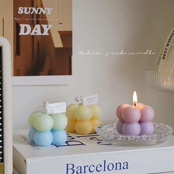 【台灣現貨】馬卡龍色系漸變層小魔方香薰蠟燭 薰香香氛手工造型蠟燭 手作天然大豆蠟精油 居家擺設 可愛創意擺件 禮物伴手禮-細節圖8