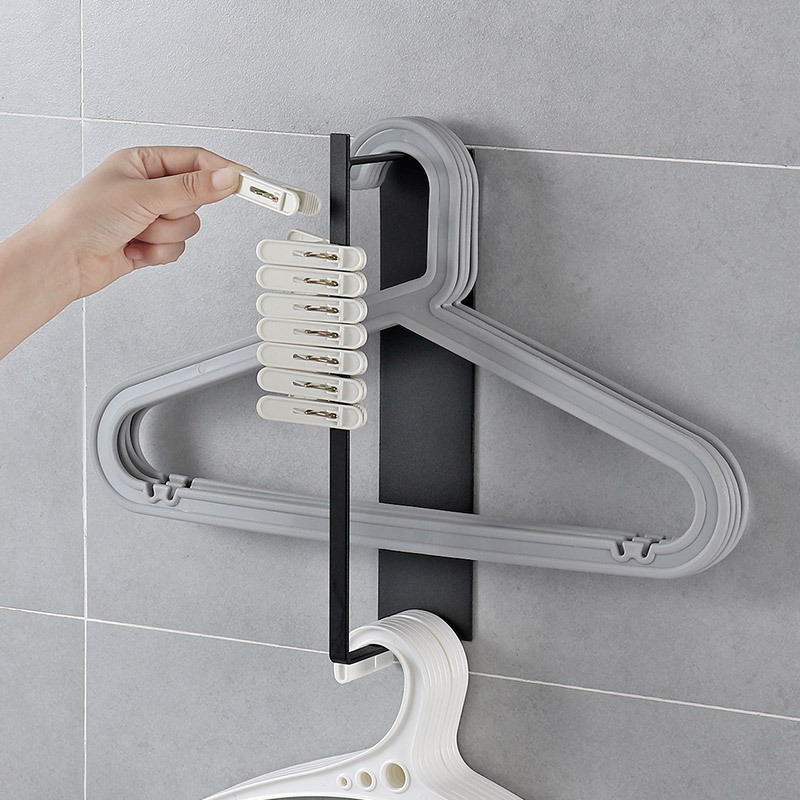 【台灣現貨】日式磁吸式洗衣機金屬收側掛架 衣架收納架 壁掛式晾曬掛物架 曬衣夾曬衣架 居家收納神器好物 晒衣架晾衣架-細節圖10