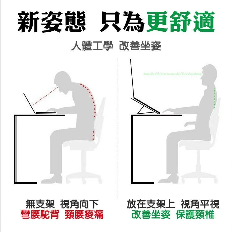 【台灣現貨】鋁合金筆記型電腦摺疊散熱支架 金屬材質筆電支架 摺疊筆電架 電腦架 散熱架 筆電散熱器 ABS散熱支架-細節圖8