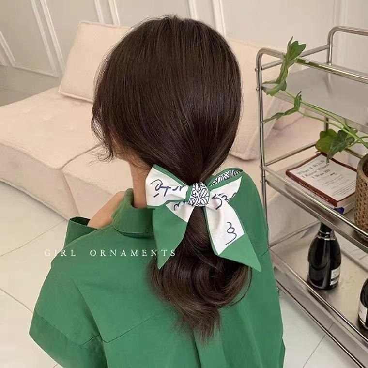 【台灣現貨】雙面印花長條絲巾 雙層小絲巾 領巾 髮帶 綁包包提手 腰帶 東大門 綁帶 配件 包包裝飾 飄帶 圍巾-細節圖9