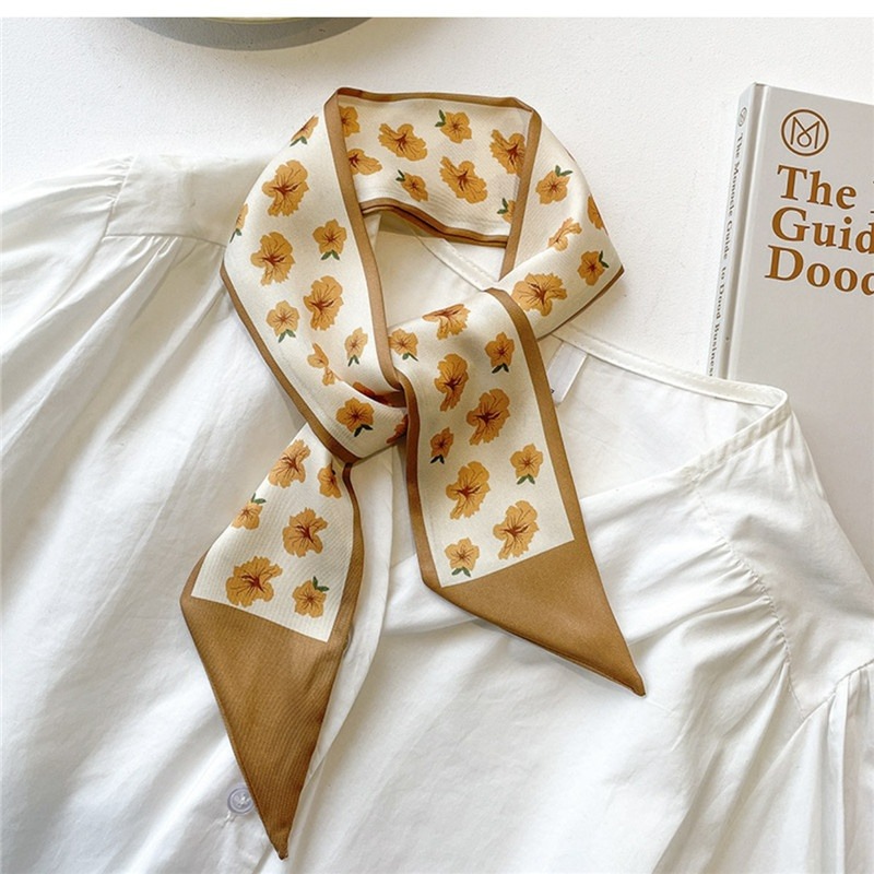 【台灣現貨】雙面印花長條絲巾 雙層小絲巾 領巾 髮帶 綁包包提手 腰帶 東大門 綁帶 配件 包包裝飾 飄帶 圍巾-規格圖11