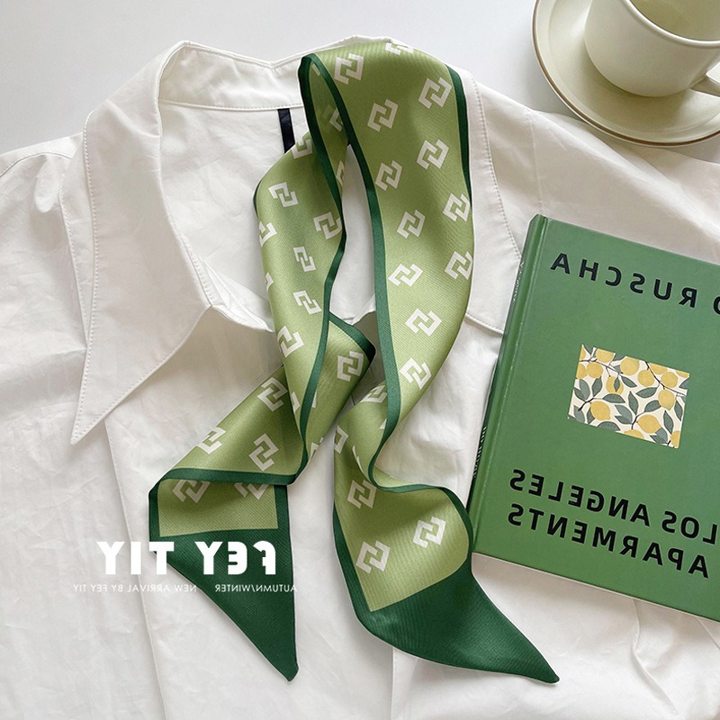 【台灣現貨】雙面印花長條絲巾 雙層小絲巾 領巾 髮帶 綁包包提手 腰帶 東大門 綁帶 配件 包包裝飾 飄帶 圍巾-規格圖11