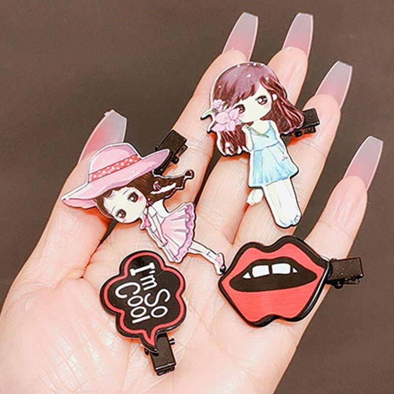 【台灣現貨】韓國卡通公主髮夾兩件組 動漫 水滴可愛女孩卡通造型 髮夾 邊夾 鴨嘴夾 一字夾 精緻甜美 髮飾 女 頭飾夾子-細節圖4