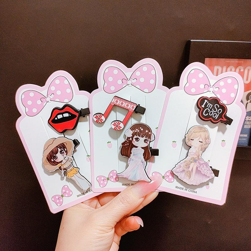 【台灣現貨】韓國卡通公主髮夾兩件組 動漫 水滴可愛女孩卡通造型 髮夾 邊夾 鴨嘴夾 一字夾 精緻甜美 髮飾 女 頭飾夾子-細節圖5