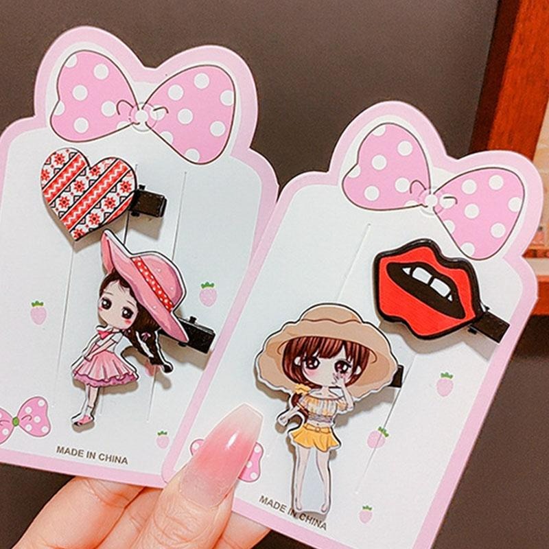 【台灣現貨】韓國卡通公主髮夾兩件組 動漫 水滴可愛女孩卡通造型 髮夾 邊夾 鴨嘴夾 一字夾 精緻甜美 髮飾 女 頭飾夾子-細節圖6