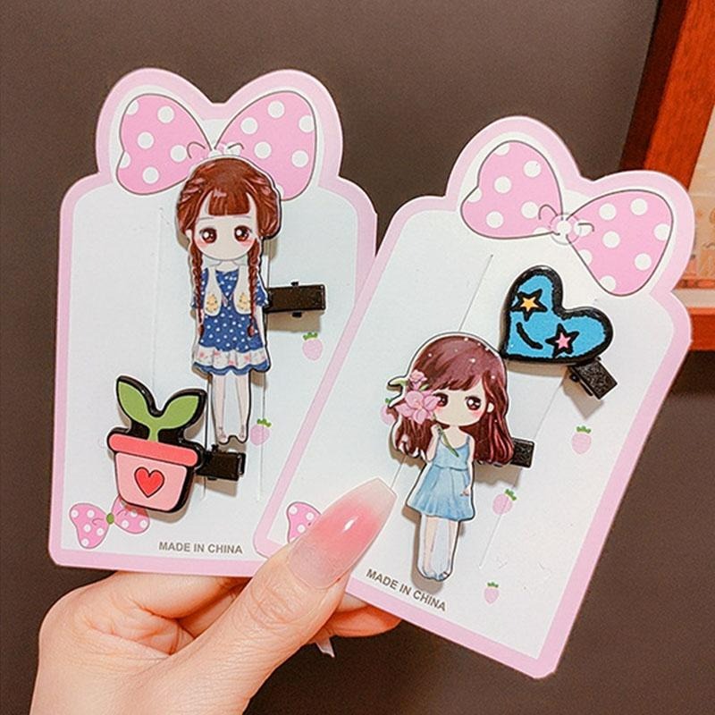 【台灣現貨】韓國卡通公主髮夾兩件組 動漫 水滴可愛女孩卡通造型 髮夾 邊夾 鴨嘴夾 一字夾 精緻甜美 髮飾 女 頭飾夾子-細節圖7