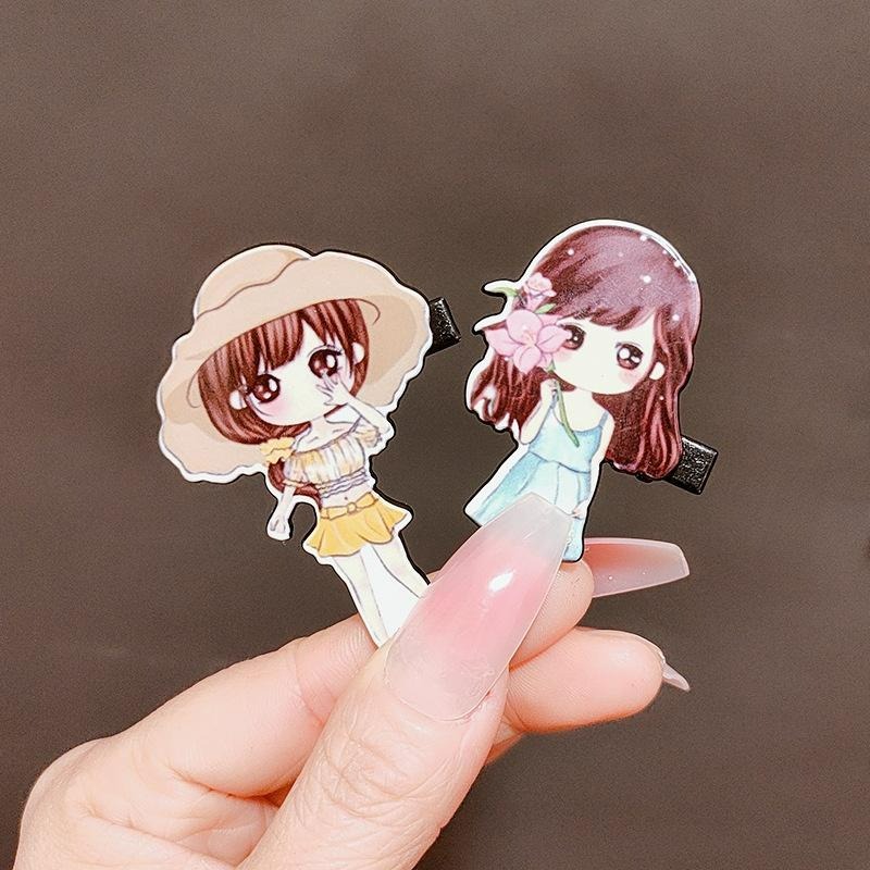 【台灣現貨】韓國卡通公主髮夾兩件組 動漫 水滴可愛女孩卡通造型 髮夾 邊夾 鴨嘴夾 一字夾 精緻甜美 髮飾 女 頭飾夾子-細節圖8