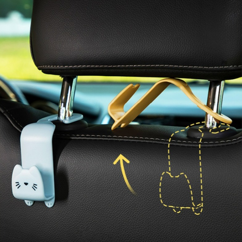 【台灣現貨】(2入盒裝)可愛萌貓汽車座椅掛勾 後背座椅卡扣式車載掛鉤 車上收納 車椅 椅背 車載 轎車椅背勾-細節圖9