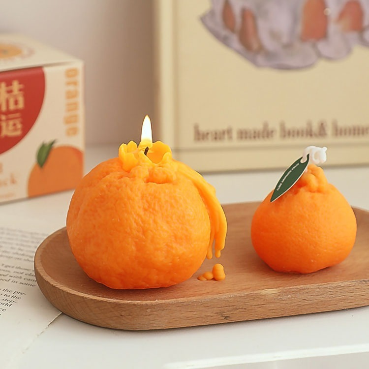 【台灣現貨】大橘大利橘子造型香薰蠟燭 丑橘大豆蠟精油手工香氛蠟燭 仿真水果造型蠟燭 桌上創意擺件 薰香香氛蠟燭 居家擺設-細節圖3