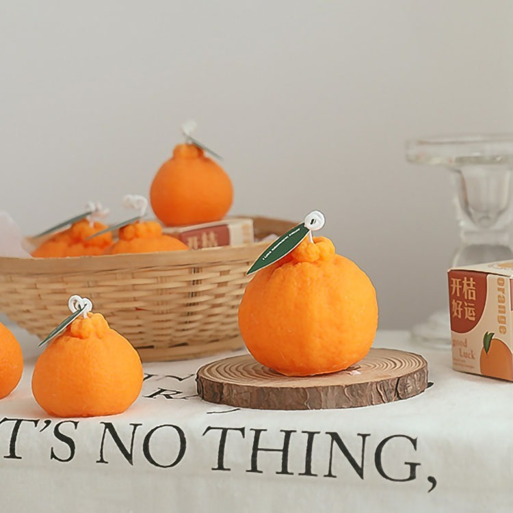 【台灣現貨】大橘大利橘子造型香薰蠟燭 丑橘大豆蠟精油手工香氛蠟燭 仿真水果造型蠟燭 桌上創意擺件 薰香香氛蠟燭 居家擺設-細節圖5
