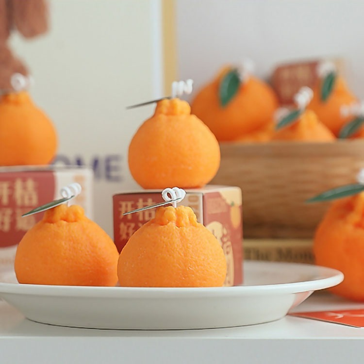 【台灣現貨】大橘大利橘子造型香薰蠟燭 丑橘大豆蠟精油手工香氛蠟燭 仿真水果造型蠟燭 桌上創意擺件 薰香香氛蠟燭 居家擺設-細節圖6