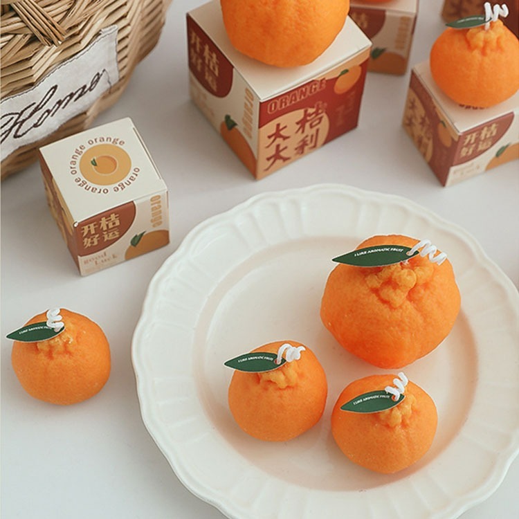 【台灣現貨】大橘大利橘子造型香薰蠟燭 丑橘大豆蠟精油手工香氛蠟燭 仿真水果造型蠟燭 桌上創意擺件 薰香香氛蠟燭 居家擺設-細節圖7