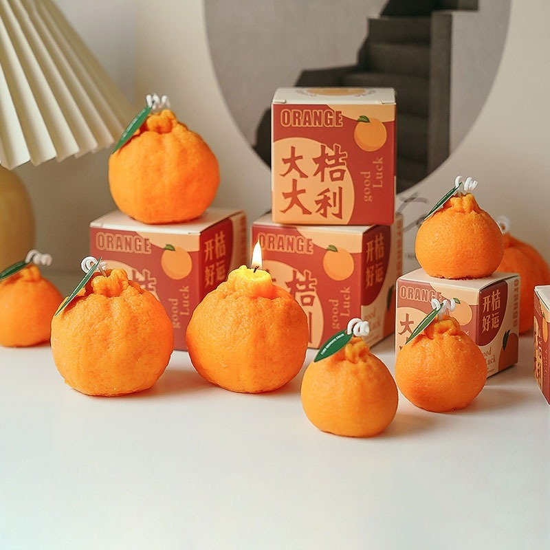 【台灣現貨】大橘大利橘子造型香薰蠟燭 丑橘大豆蠟精油手工香氛蠟燭 仿真水果造型蠟燭 桌上創意擺件 薰香香氛蠟燭 居家擺設-細節圖8