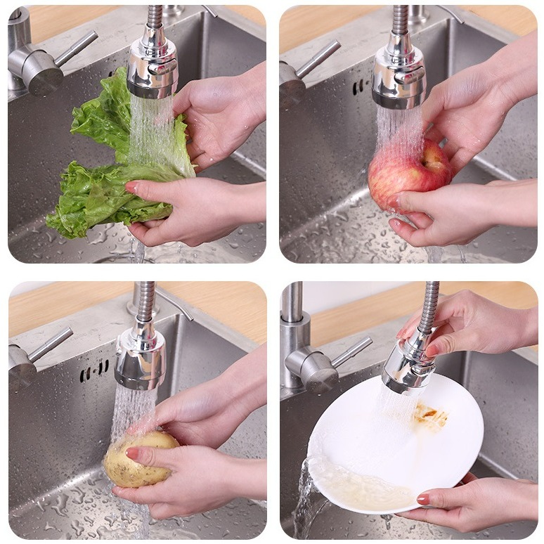 【台灣現貨】廚房水龍頭防濺花灑 360度 2檔可調 水龍頭加長延伸器 接頭增壓 萬象軟管 水龍頭起泡器 萬向水龍頭-細節圖5